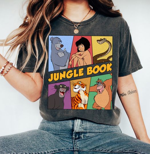 Discover Disney Jungle Book Retro Characters Shirt, Mowgli, Baloo, Shere Khan, Kaa Shirt, Magic Kingdom, Disneyland Trip Family Outfits, WDW Shirt