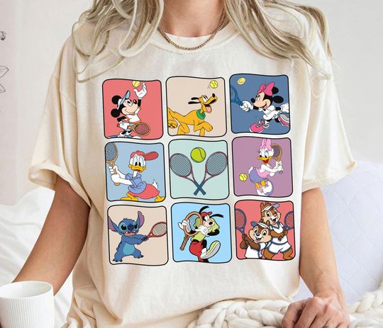 Discover Disney Mickey and Friends Tennis Shirt, Mickey and Friends Chip and Dale Sports Shirt, Tennis Fan Shirt, Disneyland Family Matching Shirt