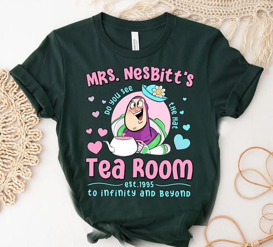 Discover Disney Pixar Toy Story Mrs Nesbitt's Tea Room Shirt, Vintage Nesbitt Buzz Lightyear Shirt, Disneyland Trip 2025, Disneyland Trip Outfits
