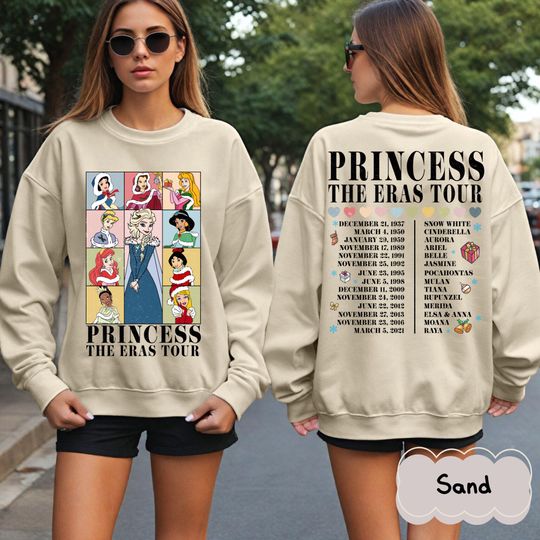 Discover Princess Eras Tour Shirt, Retro Disney Princess Sweater, Disney Princess Tour Shirt, Magic Kingdom Disney Trip Matching Shirt