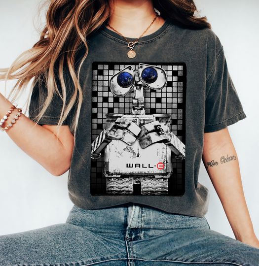 Discover Disney Pixar Wall-E Tile Portrait Graphic T-Shirt, Wall-E Portrait Shirt, Disneyland Trip Family Matching Outfits, Magic Kingdom Shirt