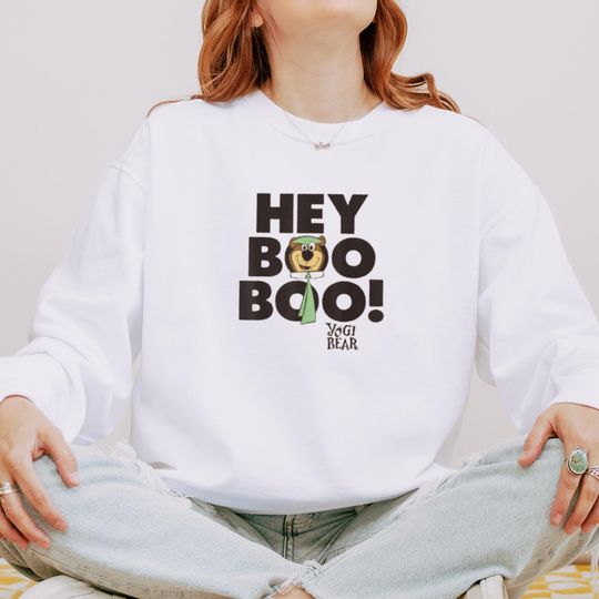 Vintage Style Hey Boo Boo T-Shirt  Yogi Bear Graphic Tee, Funny Cartoon Unisex Sweatshirt