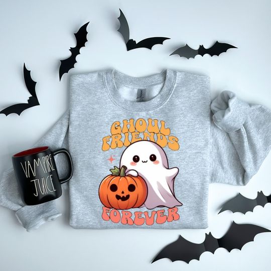 Discover Ghoul Friends Forever Sweatshirt  Cute Ghost Pumpkin Sweatshirt