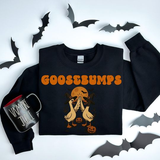 Halloween Goose Sweatshirt: Funny Goosebumps Witch Hat Pullover