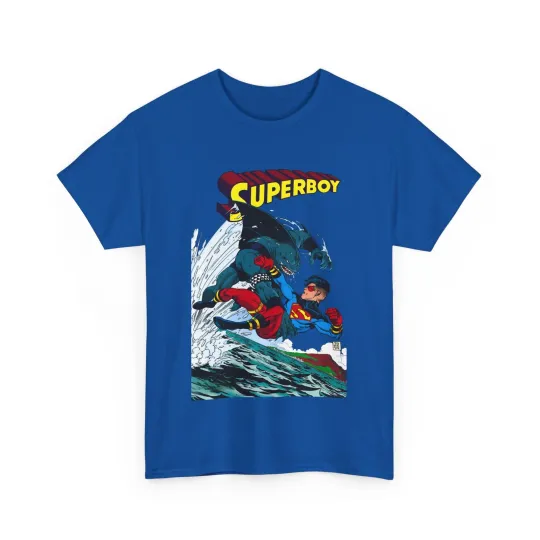 Superboy Vs King Shark T-Shirt - Tom Grummett Art - Superman Family - DC Comics
