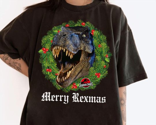Discover Vintage Jurassic Park  Christmas Merry Rexmas Shirt, Jurassic Park Dinosaur T-Rex Christmas Shirt, Jurassic World Tee, Disneyland Trip Shirt