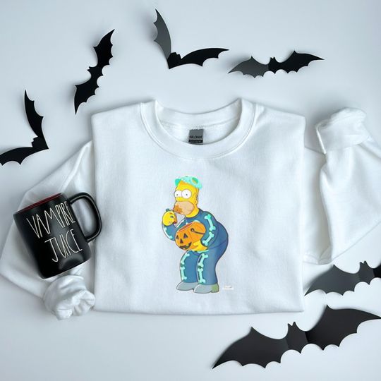 Discover Funny Halloween Sweatshirt with Cartoon Skeleton Costume