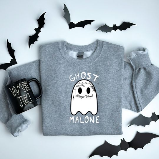 Ghost Malone Sweatshirt: Unisex Halloween Hoodie - Spooky Tattoo Design