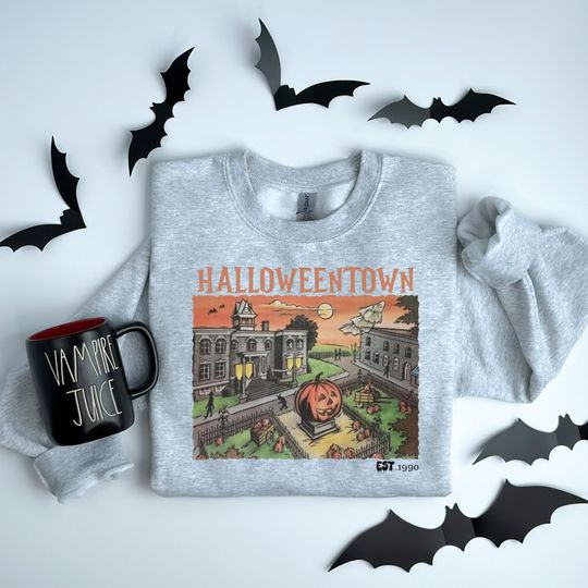 Discover Halloweentown Sweatshirt  Retro Halloween Town Crewneck