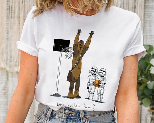 Discover Star Wars Chewbacca Basketball Who Invited Him T-Shirt, Galaxy's Edge Tee ,Star Wars Fan shirt, Disney's Hollywood Studio Shirt