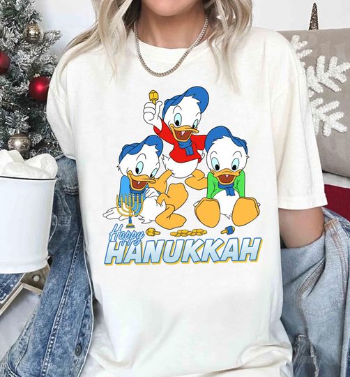 Discover Disney Ducktales Happy Hanukkah Shirt, Disney Huey, Dewey, and Louie T-Shirt, Disney Ducktales Group Shirt, Disneyland Family Matching Shirt