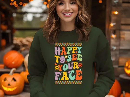 Discover Happy To See Your Face Hoodie Sweatshirt Teacher Classroom Appreciation Gift