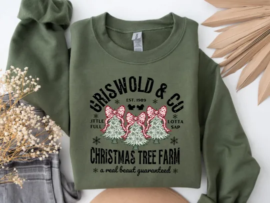 Discover Christmas Tree Farm Hoodie Sweatshirt Retro Family Holiday Movie Graphic Gift