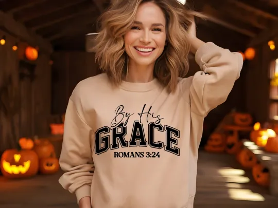 Discover By His Grace Christian Sweatshirt Hoodie | Vintage Faith Pullover Religious Gift