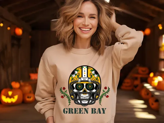 Discover Retro Green Bay Football Hoodie Sweatshirt Vintage Varsity Green & Gold Crewneck