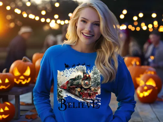 Christmas Train Sweatshirt Holiday Crewneck North Pole Express Gift