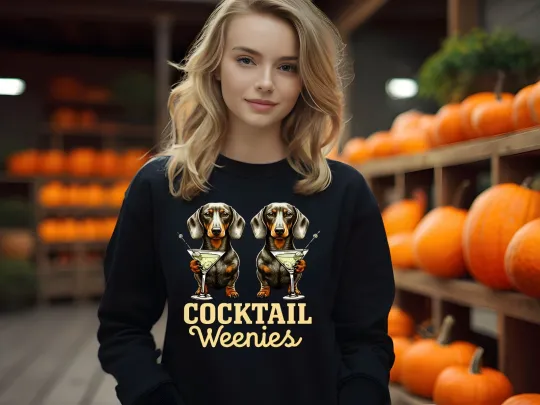 Discover Cocktail Weenies Hoodie Sweatshirt Funny Dachshund Wiener Dog Doxie Mom Gift