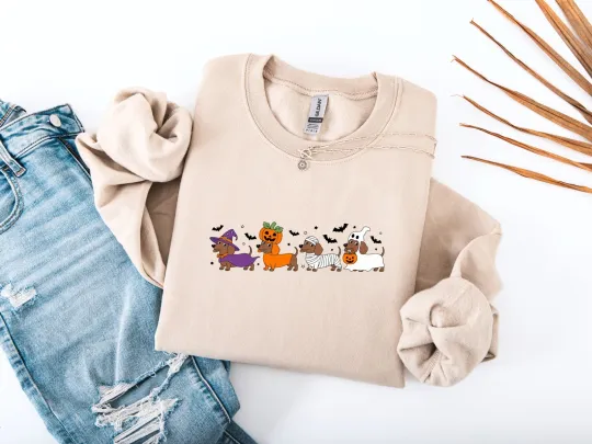 Discover Dachshund Halloween Sweatshirt Hoodie | Funny Hot Dog Wiener Sausage Dog Lover G