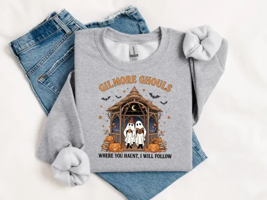 Discover Gilmore Ghouls Sweatshirt Spooky Halloween Fall Vibes Cozy Autumn Festival Top