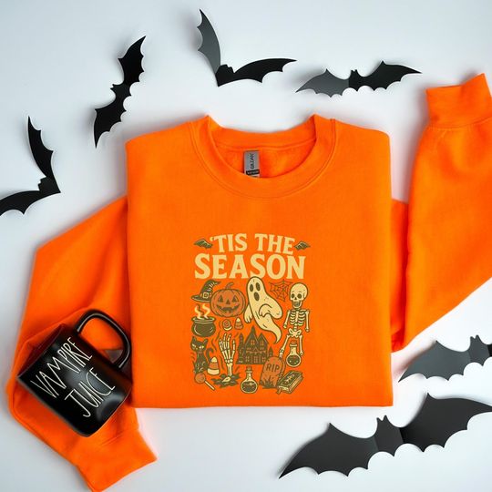 Discover Vintage Halloween Comfort Colors T Shirt | Retro 'Tis The Season Skeleton Pumpkin Ghost Halloween TShirt | Y2K Halloween | Women's Shirt