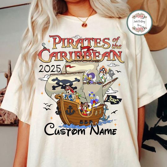 Discover Personalized Mickey and Friends Disney Pirates Shirt, Disney Pirates of the Caribbean 2025 Shirt, Disneyland Vacation Family Matching Shirt