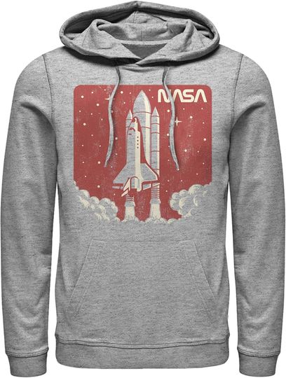 Discover Fifth Sun Men's NASA Red And Orange Hue Lift Off Sticker Logo Pull Over Hoodie
