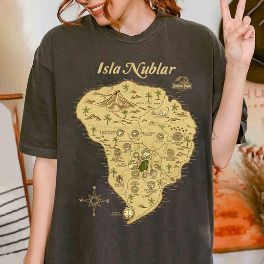 Jurassic Park Isla Nublar Map Shirt, Jurassic Park Shirt, Jurassic World Shirt, Dinosaur T-Rex Shirt, Disneyland Trip Family Matching Shirt