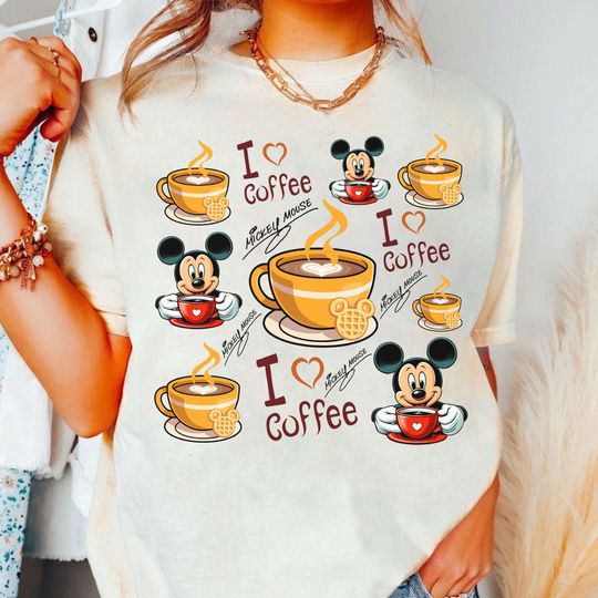 Discover Disney Mickey Loves Coffee Shirt, Disney Mom Loves Coffee Shirt, Disney Coffee Lover Shirt, Magic Kingdom, Disneyland Vacation Matching Tee