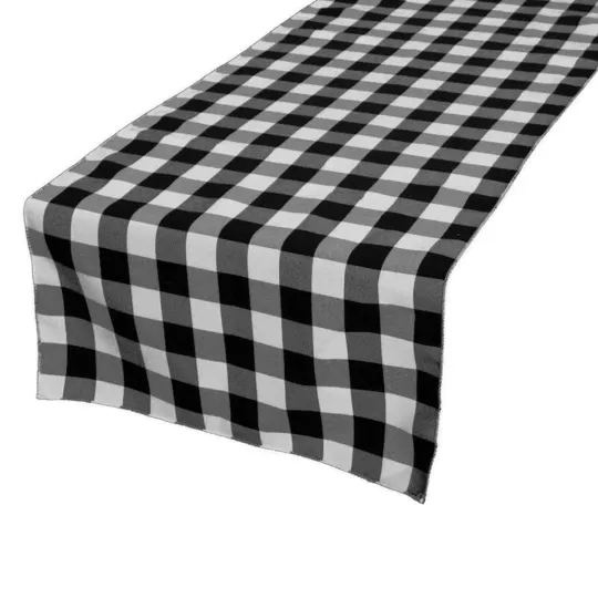 Poly Cotton Gingham Checkered Table Runner for Farmhouse and Country Decor