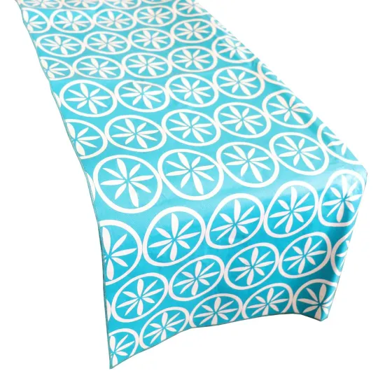 Plastic Leaf Medallion Table Runner with Non-Slip Flannel Backing