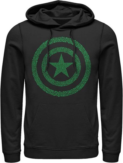 Men's Marvel St. Patrick's Day Captain America Clover Shield Pull Over Hoodie