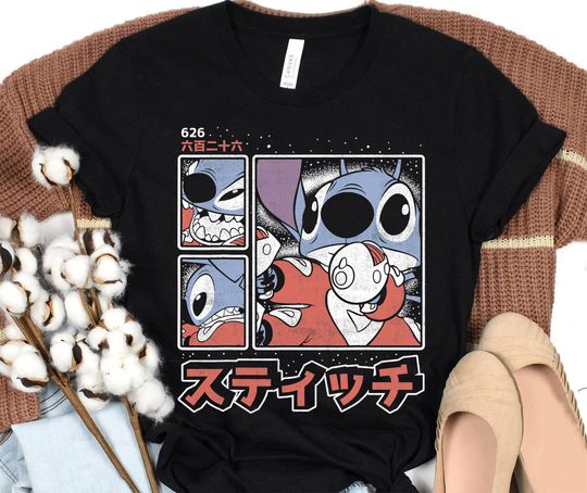 Discover Disney Lilo and Stitch 626 Stitch Day Kanji Panels T-Shirt, Ohana Means Family Shirt, Disneyland Trip Family Matching Outfits, Magic Kingdom
