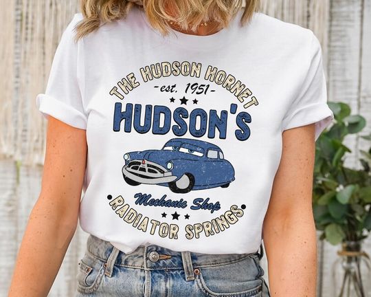 Discover Hudson Hornet Disney Car Shirt, Cars Lightning McQueen, Car Racer Tee, Disneyland Family Vacation Trip Gift shirt, WDW Tee Birthday Gifts