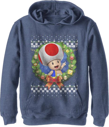 Discover Fifth Sun Kids' Nintendo Wreath Toad Real Youth Pullover Hoodie