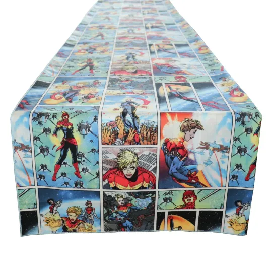 Captain Marvel Superhero Table Runner Birthday Themed Party Table Decor