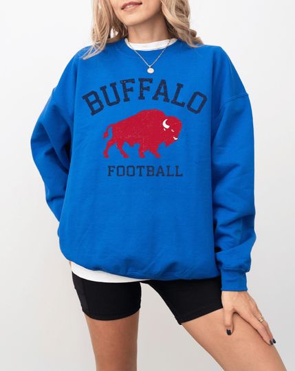 Discover Buffalo Football Retro Sweatshirt, Retro Buffalo Football Crewneck, Buffalo Football Game Day Shirt, Buffalo Football Hoodie Gift for Fan