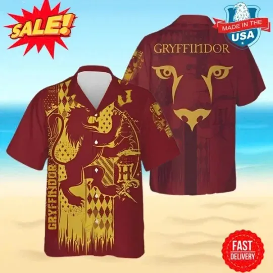 Harry Potter Gryffindor Crest Beach Lover Hawaiian All Over Print Shirt