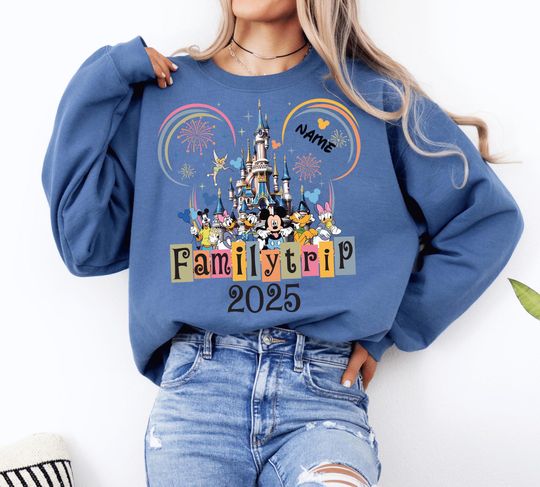 Discover Disney Custom 2025 Sweatshirt, Disneyworld Long Sleeve Custom Shirts, Disneyworld Vacation Sweatshirt, Disney Family Trip 2025 Sweatshirt