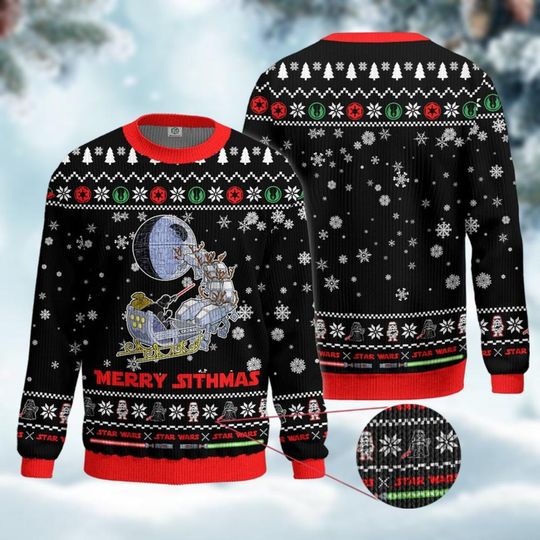 Discover Christmas Star Wars Ugly Sweater, Darth Vader Xmas Sweater, Disney Movie Holiday Sweater, Galaxy's Edge Sweater, Winter Holiday Gift