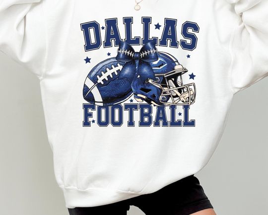 Coquette Bow Dallas Football Sweatshirt, Dallas Game Day Sweatshirt