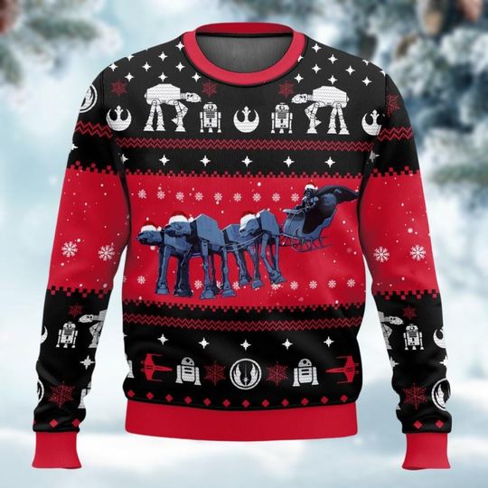 Discover Star Wars Xmas Ugly Sweater, Darth Varder Santa Ugly Christmas Sweater, Disney Spaceship Sweater