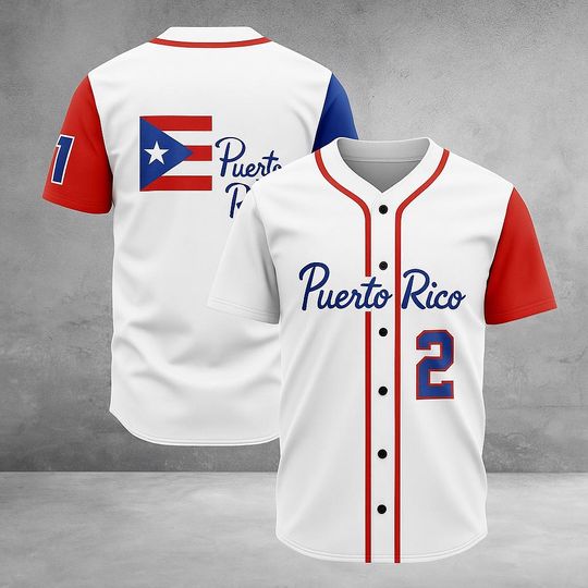 Discover Puerto Rico 3D Baseball Jersey - White, Red, Blue Boricua Shirt with Number Design