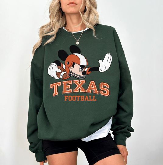 Discover Disney Mickey Texas Football Game Day Shirt, Mickey Texas Football Varsity Sweatshirt