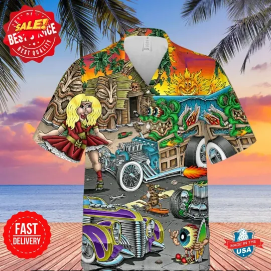Rat Fink and the Hot Rod story Unisex Hawaiian