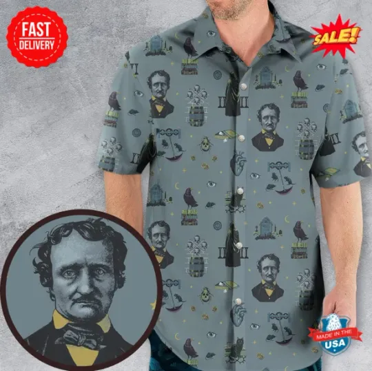 Discover The Dark Themed Edgar Allan Poe Hawaiian Shirt