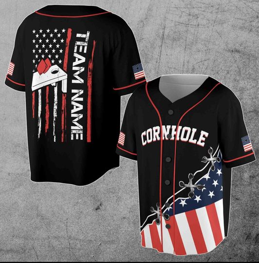 Personalized American Cornhole Baseball Jersey - Custom Team Name for Men
