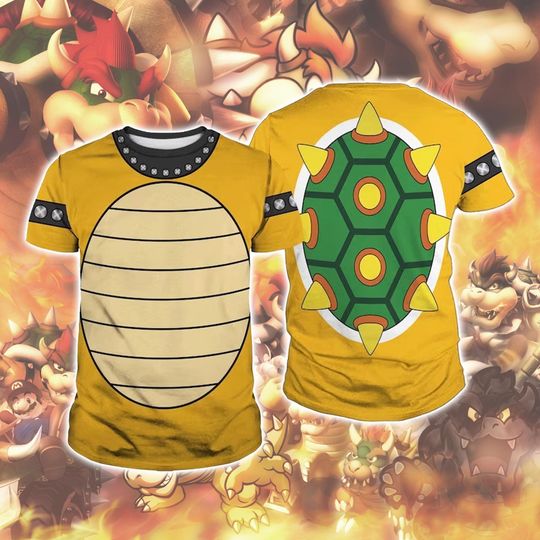 Discover Mario Bowser 3D Overprint Hoodie, Bowser Costume T-Shirt