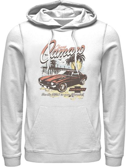 Fifth Sun Men's Hooded Pullover Sweatshirt with Straight Hemline and Kangaroo Pocket in Solid White