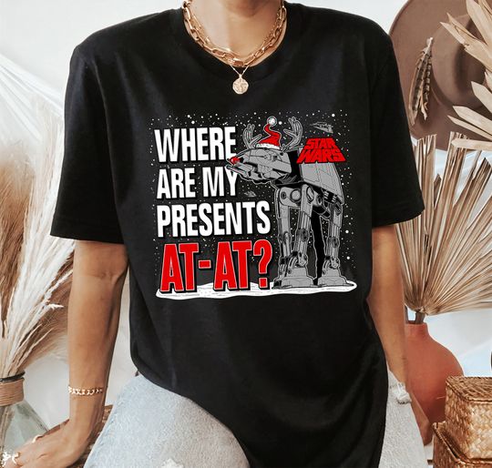 Discover Star Wars Christmas Where Are My Presents AT-AT T-Shirt , Star Wars Party Christmas Family Tee, Galaxy's Edge trip, Star Wars Fan