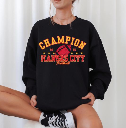 Discover Champion Kansas City Football Sweatshirt, Trendy Kansas City Fan Sweater, Champs Football Crewneck, Kansas City Fan Sweatshirt and Hoodie